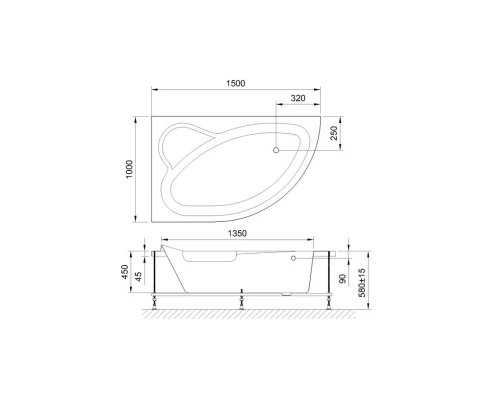 Акриловая ванна 150x100 см L Royal Bath Alpine RB819100L