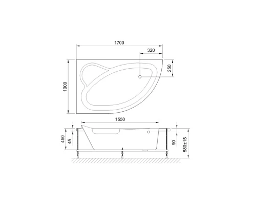 Акриловая ванна 170x100 см L Royal Bath Alpine RB819102L
