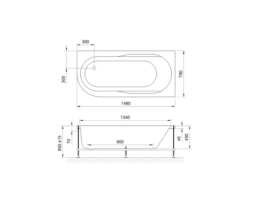 Акриловая ванна 148x79 см R Royal Bath Azur RB614201R