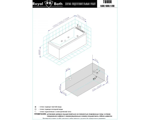 Акриловая гидромассажная ванна 149x69 см Royal Bath Tudor Standart RB407700ST