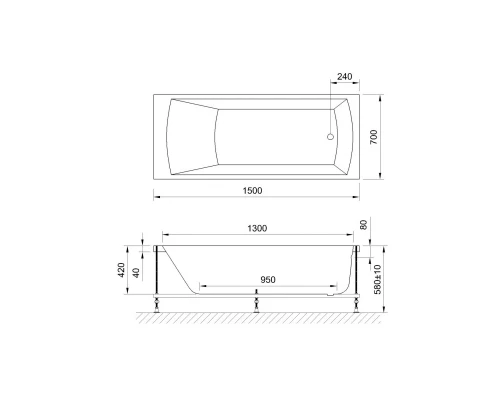 Акриловая гидромассажная ванна 150x70 см Royal Bath Vienna Standart RB953201ST