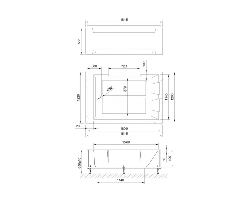 Акриловая гидромассажная ванна 184,5x122 см Royal Bath Triumph Comfort RB665100CO