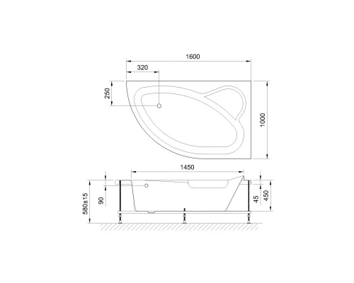 Акриловая гидромассажная ванна 160x100 см R Royal Bath Alpine De Luxe RB819101DL-R