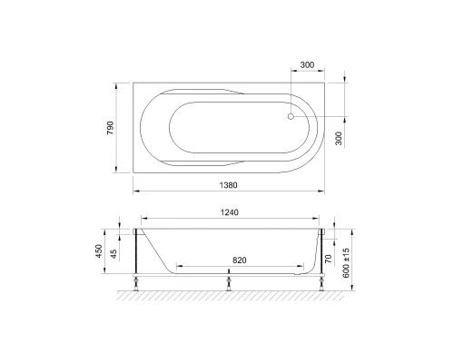 Акриловая гидромассажная ванна 138x79 см L Royal Bath Azur De Luxe RB614200DL-L