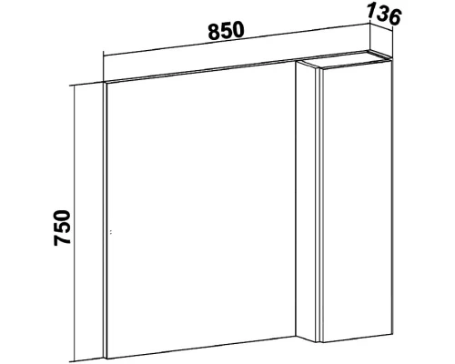 Зеркальный шкаф 85x75 см дуб/серый камень L/R Runo Мальта 00-00001104