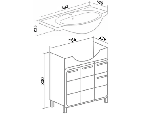 Тумба белый 76,6 см Runo Эрика УТ000003319