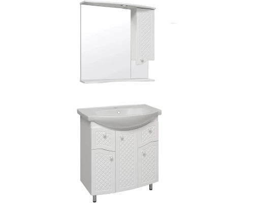 Зеркальный шкаф 75x80 см белый R Runo Милано УТ000002098