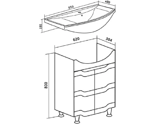 Тумба белый 62 см Runo Стиль УТ000002338