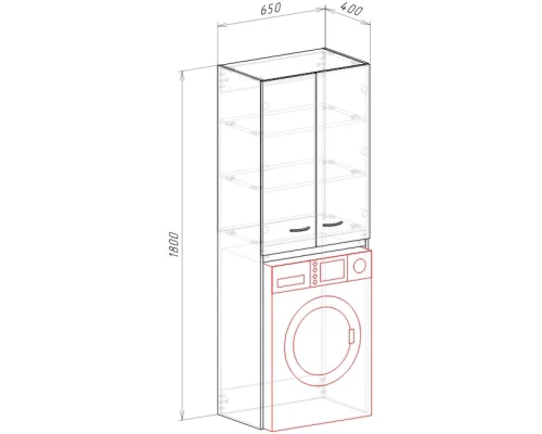 Пенал напольный для стиральной машины белый Runo Эконом 00-00000455