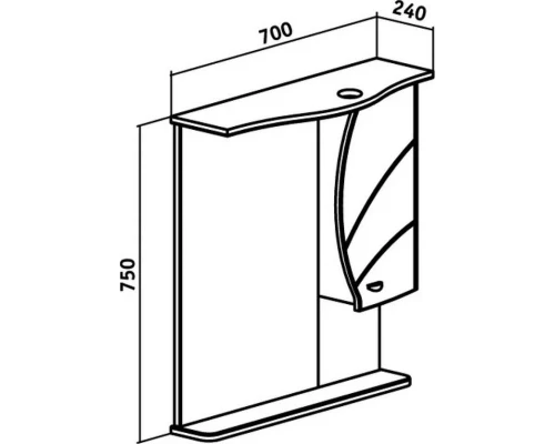 Зеркальный шкаф 70x75 см белый R Runo Глория 00000000929