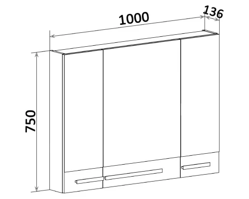 Зеркальный шкаф 100x75 см дуб скандинавский/белый Runo Вудлайн 00-00001008