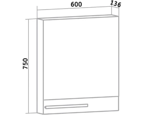 Зеркальный шкаф 60x75 см железный камень/белый R Runo Вудлайн 00-00001345