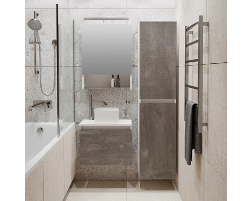 Зеркальный шкаф 50x65 см железный камень/белый R Runo Бари 00-00001385