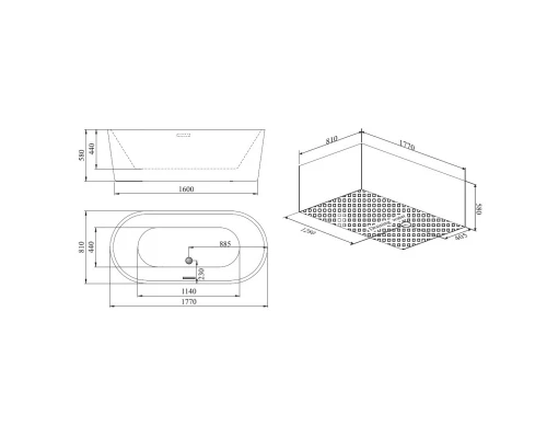 Акриловая ванна 177x81 см SSWW M707