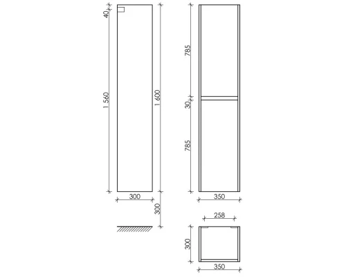 Пенал подвесной белый глянец L/R Sancos Smart PSM35W