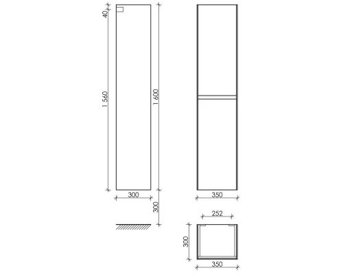 Пенал подвесной карпатская ель L/R Sancos Cento PCN35KE