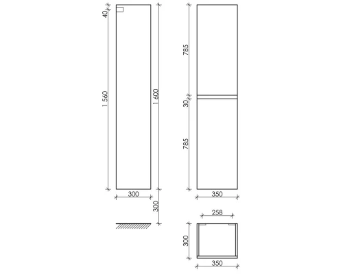 Пенал подвесной белый глянец L/R Sancos Urban PUR35W