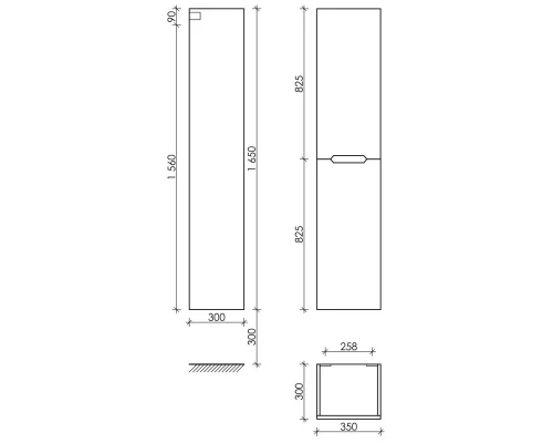 Пенал подвесной белый глянец L/R Sancos Norma 2.0 PNR2.035W