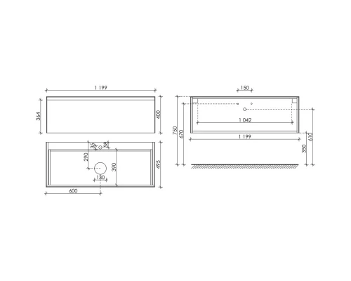 Тумба с раковиной черный мрамор 119,9 см Sancos Stone ST120NM + CN6032MB