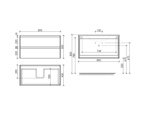 Комплект мебели карпатская ель 91 см Sancos Cento CN90KE + CN7002 + AR900