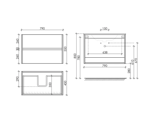 Тумба с раковиной дуб галифакс 81 см Sancos Urban UR80EG + CN7005