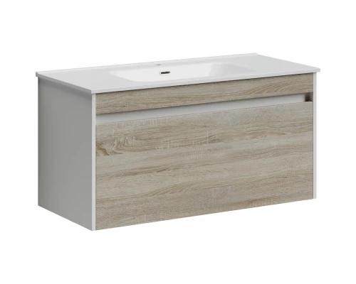 Тумба с раковиной дуб бардолино/белый глянец 101 см Sancos Smart SM100E + CN7003