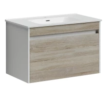 Тумба с раковиной дуб бардолино/белый глянец 91 см Sancos Smart SM90E + CN7002