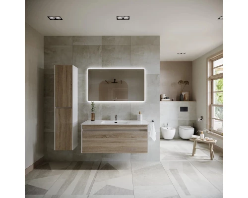 Тумба с раковиной дуб бардолино/белый глянец 121 см Sancos Smart SM120-1E + CN7006