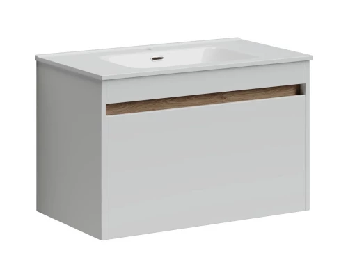 Тумба с раковиной белый глянец 81 см Sancos Smart SM80W + CN7005