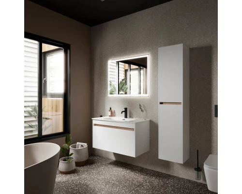 Тумба с раковиной белый глянец 91 см Sancos Smart SM90W + CN7002