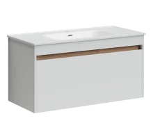 Тумба с раковиной белый глянец 101 см Sancos Smart SM100W + CN7003