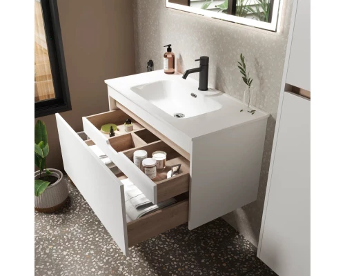 Тумба с раковиной белый глянец 121 см Sancos Smart SM120-1W + CN7006