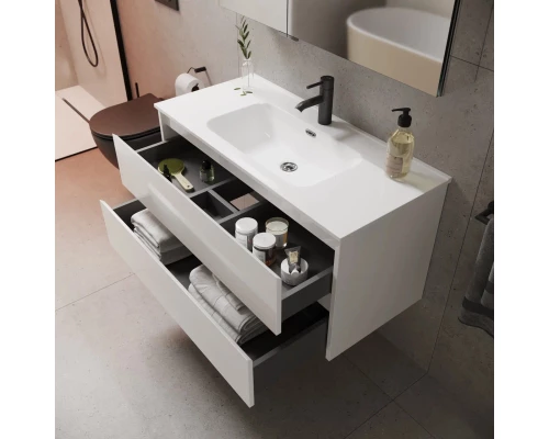 Тумба с раковиной белый глянец 101 см Sancos Libra LB100W + CN7003