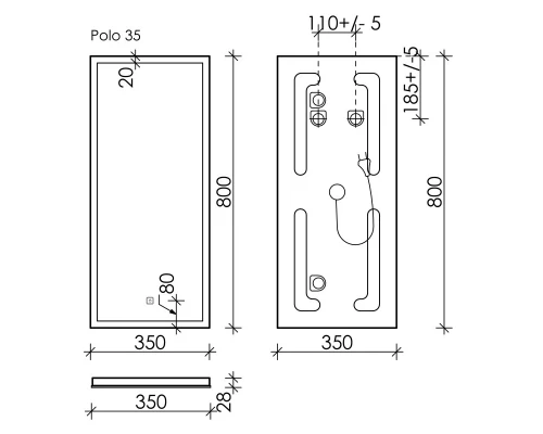 Зеркало 35x80 см Sancos Polo PL35