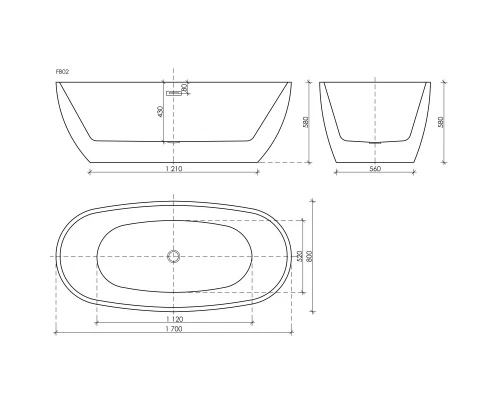 Акриловая ванна 170x80 см Sancos Flo FB02