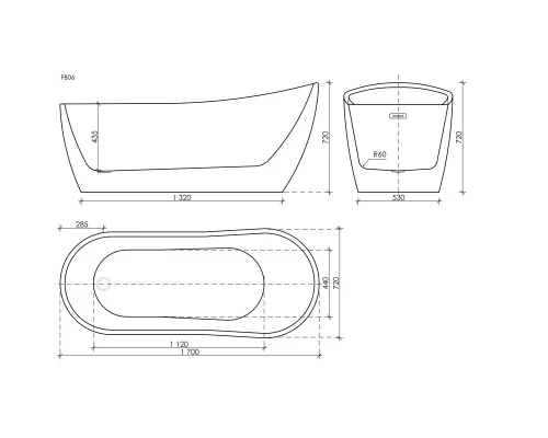 Акриловая ванна 170x72 см Sancos Perla FB06