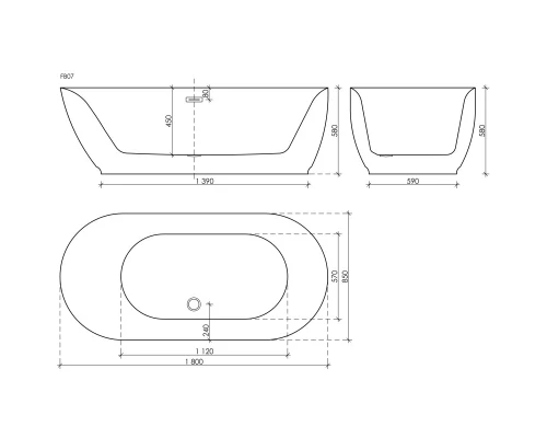 Акриловая ванна 180x85 см Sancos Single FB07