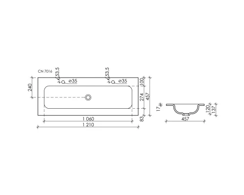 Комплект мебели бежевый матовый 121 см Sancos Snob T SNT120CE + CN7016 + CI1200