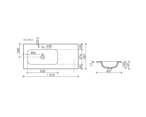 Комплект мебели бежевый матовый 101 см Sancos Snob R SNR100LCE + CN7014 + CI1000