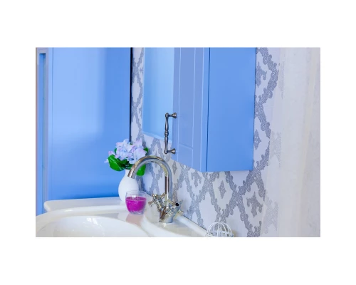 Зеркальный шкаф 82,2x71 см голубой матовый R Sanflor Глория C000005692