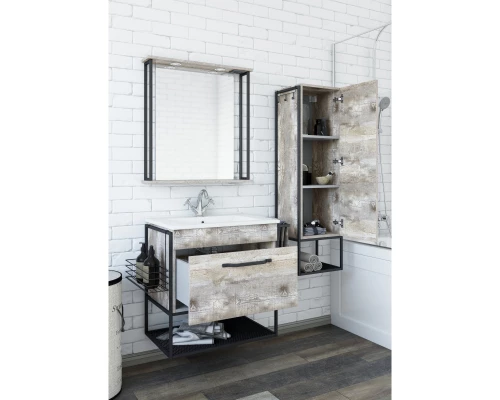 Пенал подвесной бетон пайн экзотик/черный R Sanflor Бруклин C03921