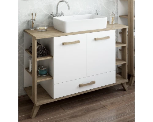 Тумба белый матовый/вяз швейцарский 120 см Sanflor Ингрид C0001917