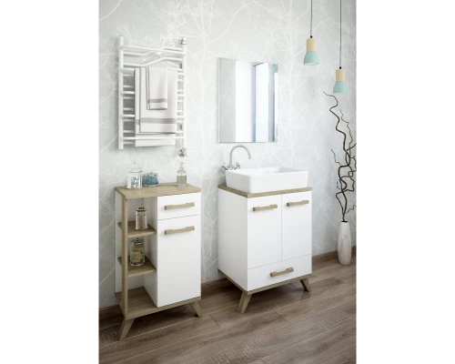 Тумба белый матовый/вяз швейцарский 50 см Sanflor Ингрид C03690