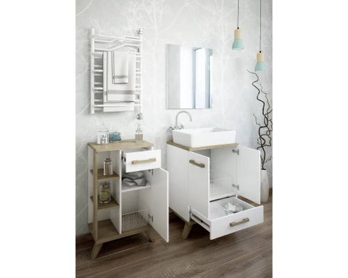 Тумба белый матовый/вяз швейцарский 50 см Sanflor Ингрид C03690