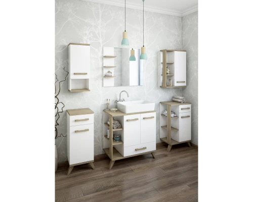 Тумба белый матовый/вяз швейцарский 50 см Sanflor Ингрид C03690