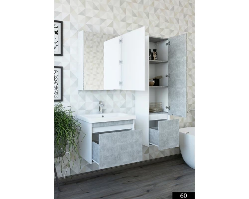 Зеркальный шкаф 57x72 см белый глянец R Sanflor Калипсо C03876