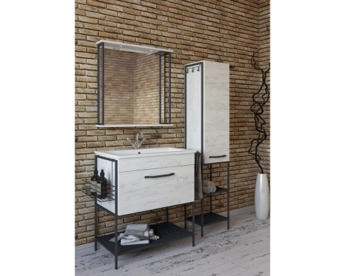 Тумба с раковиной дуб крафт/черный 86,5 см Sanflor Бруклин C16782