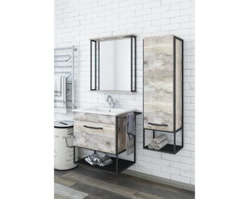 Пенал подвесной бетон пайн экзотик/черный R Sanflor Бруклин C03921