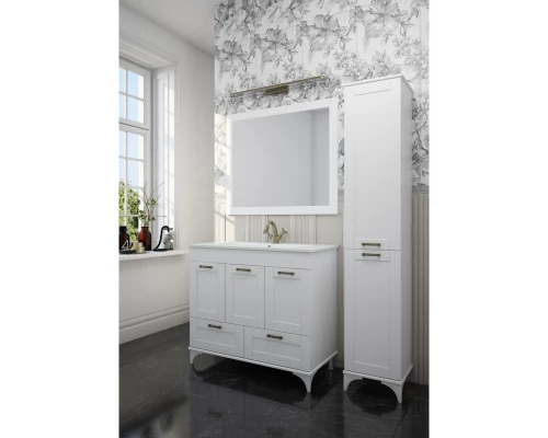 Тумба с раковиной белый матовый 95 см Sanflor Ванесса C15328