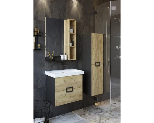 Тумба дуб крафт золотой/черный матовый 56,4 см Sanflor Выборг C16294